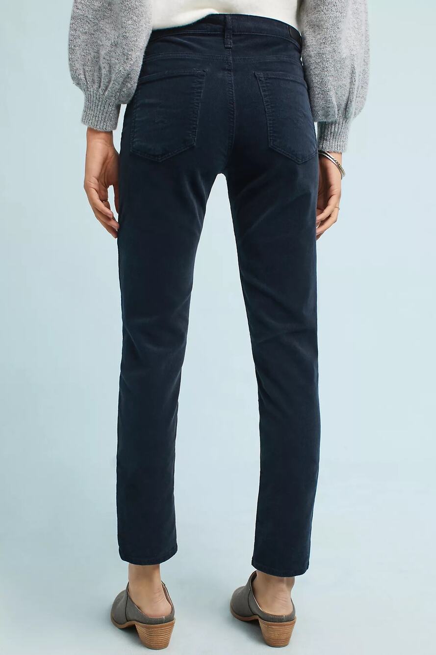 AG Prima Corduroy Mid-Rise Pants Jeans in Deep Trenches, 28